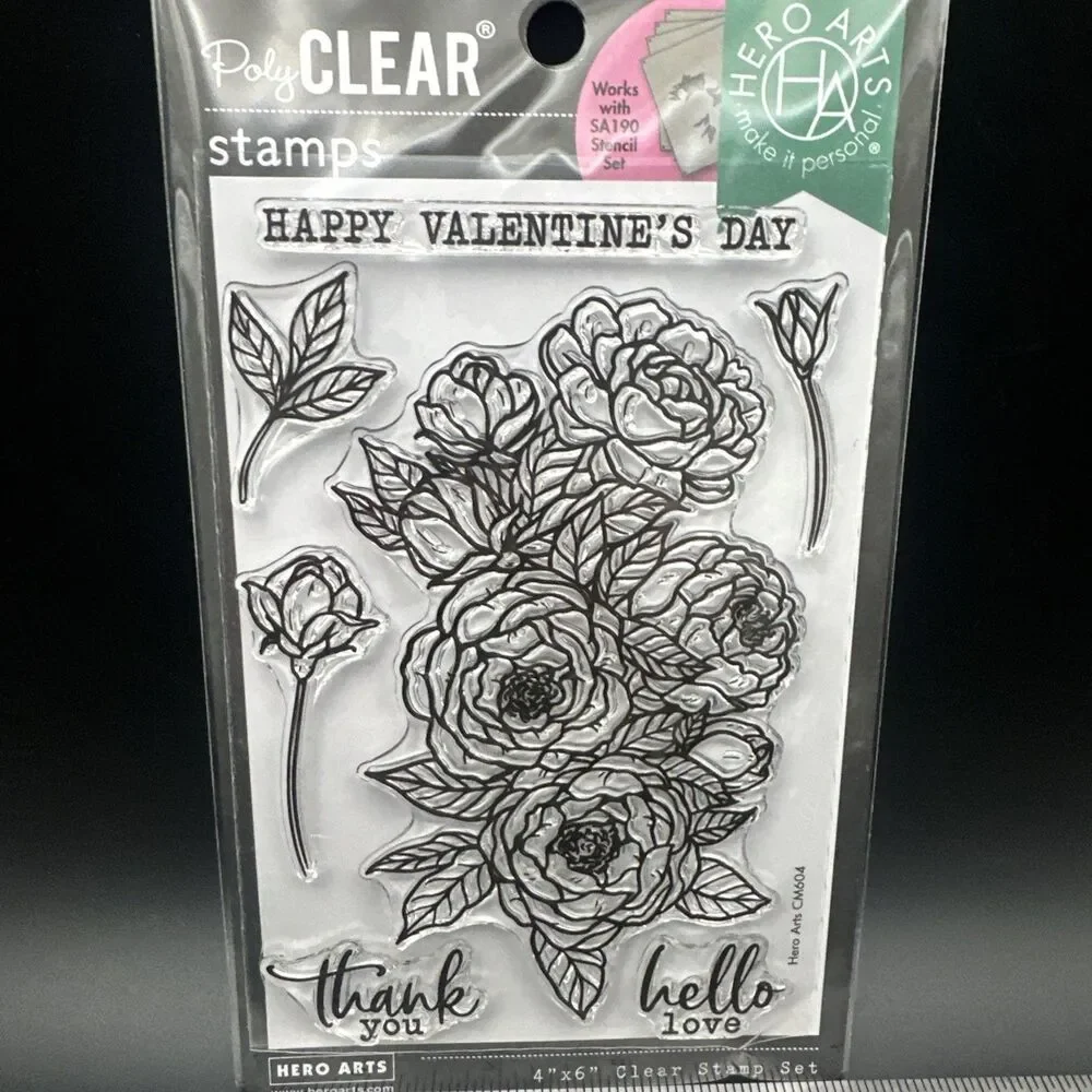 Hero Arts PolyClear Valentines Day Stamps Peonies Bunch Peony Floral flowers